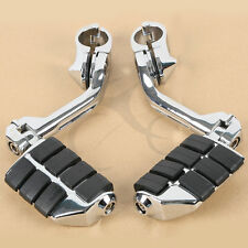 Chrome Long Highway Foot Pegs Fit For Harley Road King Street Glide 1-1/4" Bars