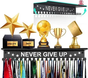 Metal Medal Hanger Display,Non-Slip Trophy Shelf with 20 Hooks,Wall Mount,Heavy - Picture 1 of 6