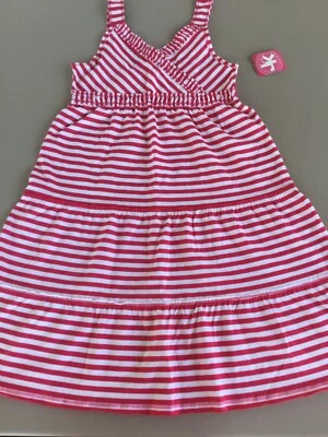 Vestido J Caqui Niñas Rojo/Blanco Rayas Algodón ☼ Sol Talla M Nuevo con Etiquetas Foto 1 de 4