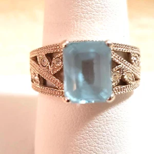 AVON Designer Sterlingsilber Blau & Weiß Topas Ring GRÖSSE 9,75 (FJR 1223) - Bild 1 von 8