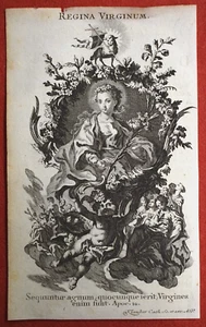 SANTINO INCISIONE ACQUAFORTE 1700 LITANIE REGINA VIRGINUM klauber - Picture 1 of 1