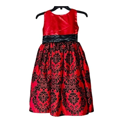 Ellie Kids Party Dress Girls Size 8 Red Black Bow Fancy Formal Christmas - Image 1 of 4