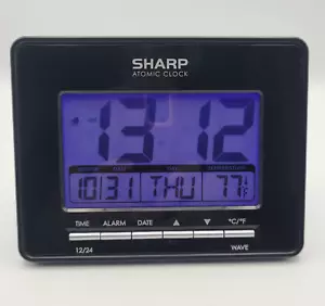 Sharp Atomic Desktop Clock SPC932 Atomic Accuracy Time Date Temperature Alarm - Picture 1 of 8