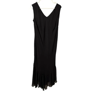 Abito da sera smanicato Robbie Bee donna 20W nero 100% seta maxi abito taglie forti - Foto 1 di 7