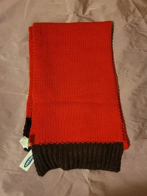 Bufanda Tejida Azul Marino Antigua Unisex Talla Única Rojo Marrón Borde NUEVA Foto 1 de 4