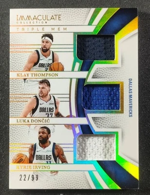 Kyrie Irving/Luka Doncic/Klay Thompson 2024-25 Immaculate Triple Mem 22/99 Foto 1 de 2