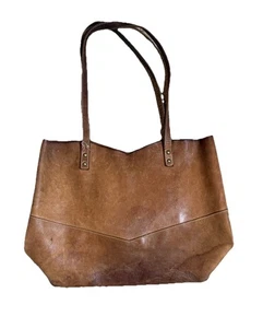 Bolso de Mano Elevate de Cuero Usado Genuino Grano Completo Marrón Cartera Grande Envejecido - Imagen 1 de 11