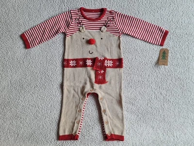 Bebé Reno Tejido Todo en Uno Con Rayas 6-9 Meses Totalmente Nuevo Con Etiqueta Foto 1 de 4
