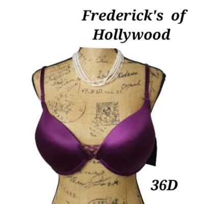 Knockout Push Up Bra 36D Plum Stain Smooth Push Up Frederick's of Hollywood NEW - Image 1 of 4
