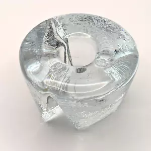 Blenko Handarbeit Glas Kegel Kerzenhalter Frosted Ice Tri-Foot Dreieck Vintage MCM - Bild 1 von 10