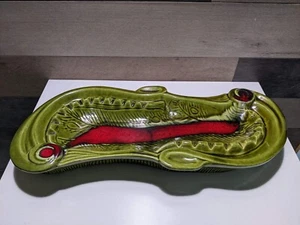 VINTAGE EXTRAORDINARY "Marcia of CA" Green Glazed XL Coffee Dual Table Ashtray - Bild 1 von 15
