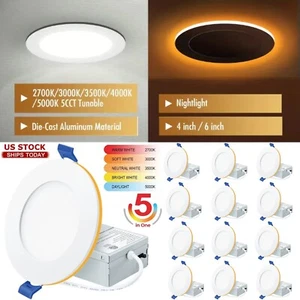 Dimmable Recessed Lighting, 4'' 6" LED Recessed Light, Led Ceiling Can Lighting - Picture 1 of 34