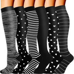 6 Pairs Compression Socks Women Men 20-30 mmHg Knee High Compression Stocking... - Picture 1 of 7