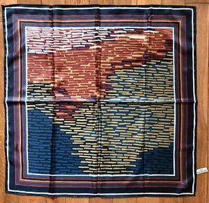 Vintage Totes Rain Scarf 26" x 26" Square, Blue, Red, Gold, White, 1977 - Picture 1 of 13