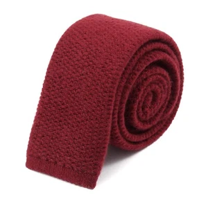 Isaia Napoli Burgundy Red Knit Cashmere Tie with Square End - Picture 1 of 4