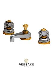 Versace Classic Three Hole Washbasin Faucet Set in Chrome Gold Signature Medusa