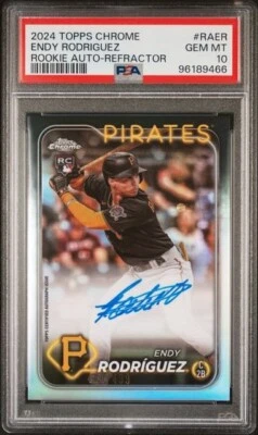 💎2024 Topps Chrome Rookie Auto Refractor /499 #RA-ER Endy Rodriguez RC PSA 10💎 - Image 1 of 2