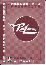 2006-07 ITG Heroes and prospects Logo PETERBOROUGH PETES He Shoot He Score OHL