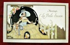 Charming 1920's Stationery Box w/ Lovely Art Deco Woman Carrying a Basket   * 