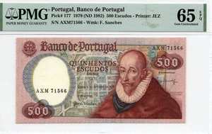 Portugal 500 escudos 1979 pick# 177 PMG 65 GEM UNC - Picture 1 of 2
