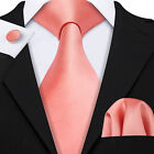 Silk Mens Tie Set Necktie Pocket Square Cufflinks Optional Wedding Party Office