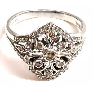 Kay Jewellers JWBR Diamond FILLED Fancy Setting Sterling Silver RIng Size 10 WOW - Picture 1 of 14