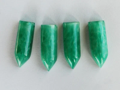 ВИНТАЖНЫЙ КИТАЙСКИЙ НЕФРИТ ЗЕЛЕНЫЙ ЦВЕТ СТЕКЛА ПУЛИ ПОДВЕСКА БИСЕР • 25 x 9 мм - Изображение 1 из 4