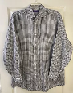 Ralph Lauren Purple Label Dress Shirt Long Sleeve Black White Men’s Size Large - Picture 1 of 6