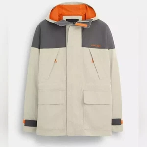 Coach Color Block Functional medium Weight Jacket Mens Khaki and Orange Size XXL - Picture 1 of 7