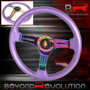 For Audi Volve Euro Purple Neo Chrome Steering Wheel Streak Holes Koreisha Horn - Picture 1 of 1