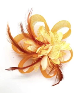 Orange Feather Fascinator Hair Clip Ladies Day Races Party Wedding - Picture 1 of 2