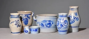7PCS ASSORTED SALT GLAZE POTTERY - Picture 1 of 2