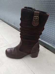  Gabor 3/4 Stiefel Gr. 42 in gestauchter Optik, braun mit kleinem Absatz. Top - Bild 1 von 10