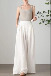 Pantalones COS Relajados 100% Algodón Pierna Ancha Crema Diseño 3 Bolsillos Para Mujer Talla 2 Nuevos con Etiquetas - Imagen 1 de 18