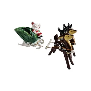 Vintage Napco Natale Babbo Natale slitta 2 renne MCM 1950/60 Giappone fioriera ceramica - Foto 1 di 20