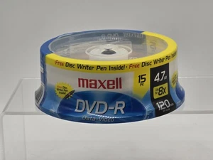 Maxell DVD-R Data Video 15 PK 4.7 GB Up To 8X 120 Min New Sealed - Picture 1 of 6