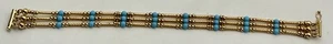 18K Yellow Gold and Turquoise Beaded Bracelet 750  12.2 Grams - Picture 1 of 10
