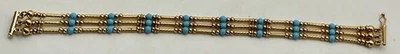 18K Yellow Gold and Turquoise Beaded Bracelet 750  12.2 Grams - Image 1 of 4