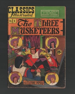 CLASSICS ILLUSTRATED #1 THE THREE MUSKETEERS GD HRN 93 1951 - Picture 1 of 5
