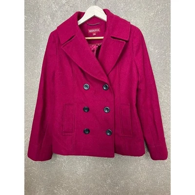 Chaqueta Abrigo Merona Mezcla Lana Guisante Magenta Baya Rosa Mujer Talla M Foto 1 de 4