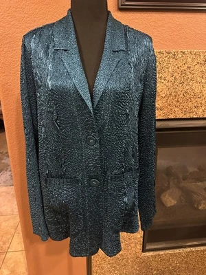 NWT Chico's Traverlers Emerald Green Button Up Cardigan/Blazer size 2 or 12/14 - Image 1 of 4