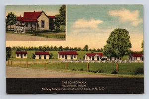 The Board-Walk Cabin Cottages Motel US 50 Washington Indiana IN Postcard - Picture 1 of 4