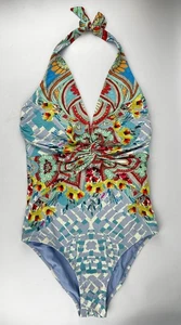 Johnny Was California Badeanzug Elena Twist Einteiler Neckholder blau geblümt Damen S - Bild 1 von 14