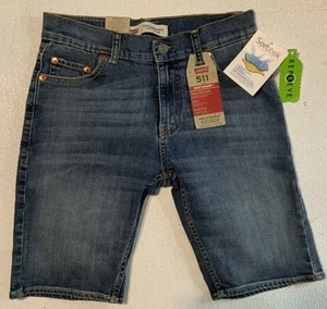 Levi's 511 Slim Blue Denim Shorts Size 14 W 27 Stretch Boys Or Girls (NWT$42) - Picture 1 of 3