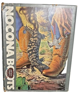 Vintage Nocona Boots Box Only Gila Monster Artist Alex Ebel 1980s Ads TX Lizard - Picture 1 of 10