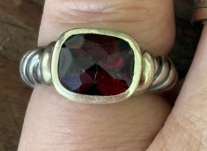 David Yurman Garnet Noblesse Sterling Silver 925 14K Gold Size 6 Women's Ring - Picture 1 of 13