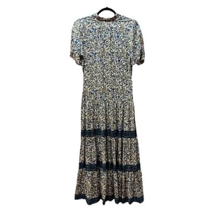 Miss Selfridge Maxi Dress Womens Sz 4 Cottagecore Smocked Tiered Open Back - Picture 1 of 16