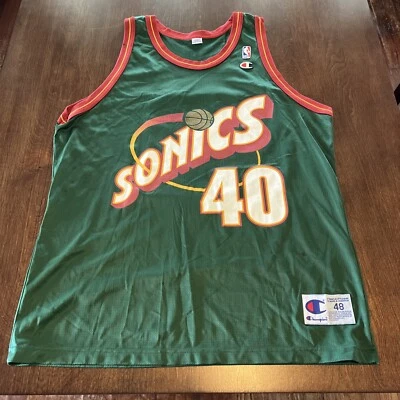 Shawn Kemp Champion Seattle Supersonics Vintage Jersey Size 48 Rare - Image 1 of 4