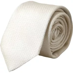DOLCE & GABBANA Tie Off White 100% Silk Adjustable Necktie Men Accessory 200usd - Picture 1 of 6