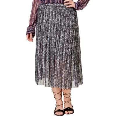 Falda RACHEL RACHEL ROY $169 Gris Estampado CHIFFON Midi Plisada Forrada PLUS 3X NUEVA CON ETIQUETAS Foto 1 de 2